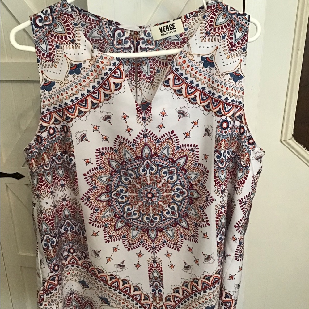 White Cream Sleeveless Tank Top with Mandarin Collar - Picture 3 of 5
